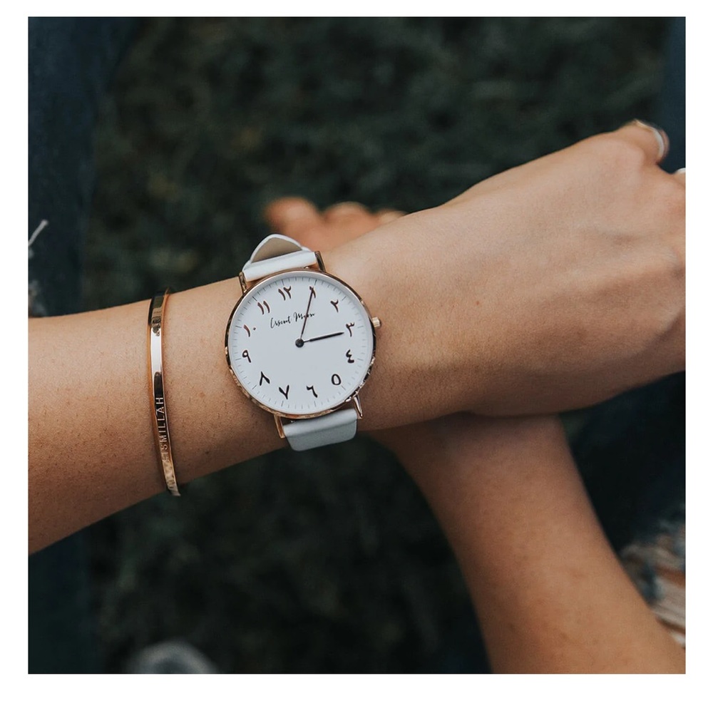 Uniue Watch white crescent moon 🌙 arabic  Islam fashion watch jewelry